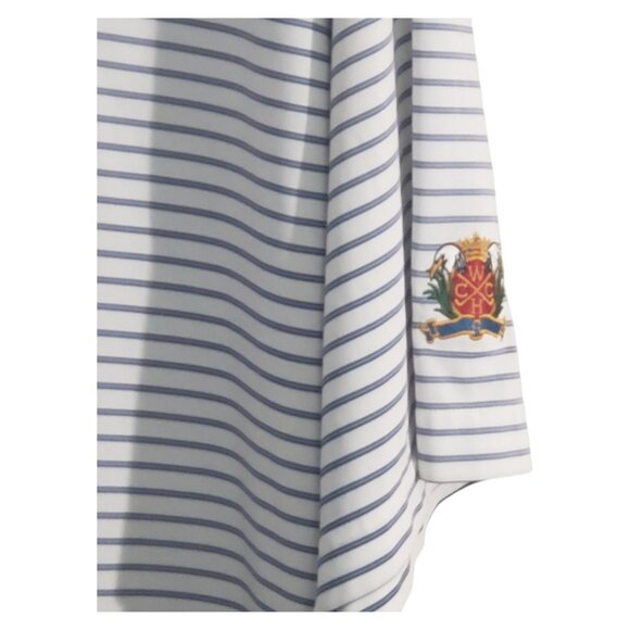 CT1896 Donald Ross Striped White & Blue Polo Shirt L - Picture 3 of 4